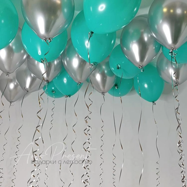 Микс шаров "Серебристо-Бирюзовый"