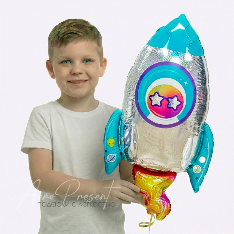 Фольгированный шар Фигура, Космическая ракета, Голография