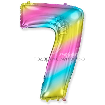 Фольгированная цифра "Нежная радуга", 7
