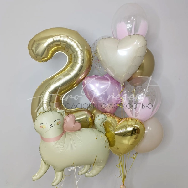 Набор шаров с кошечкой и цифрой