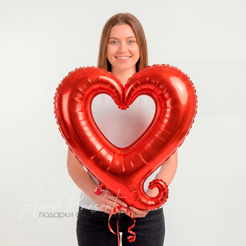 Красное сердце, фольгированный шар