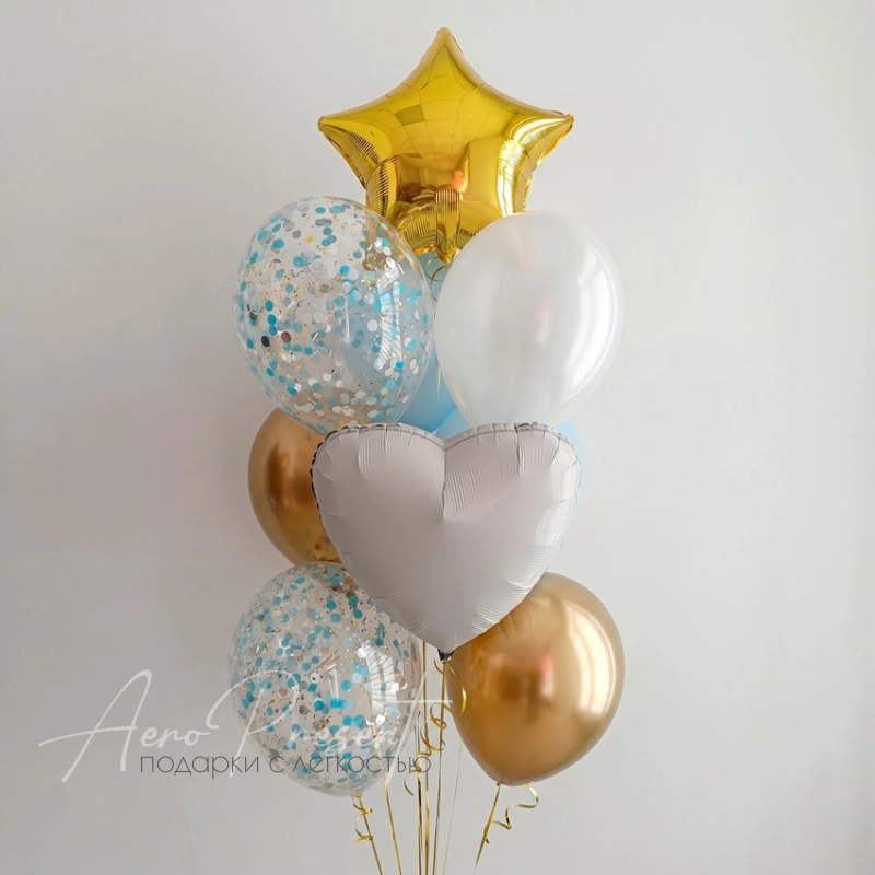 "Золотисто-голубой", фонтан из шаров