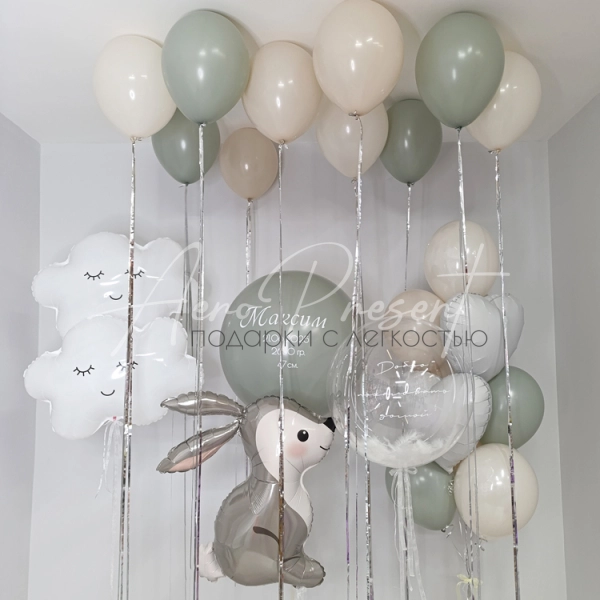 Набор шаров на рождение ребенка с зайчиком