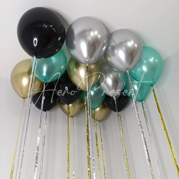 Набор шаров "Изумруд, серебро, золото, черный"