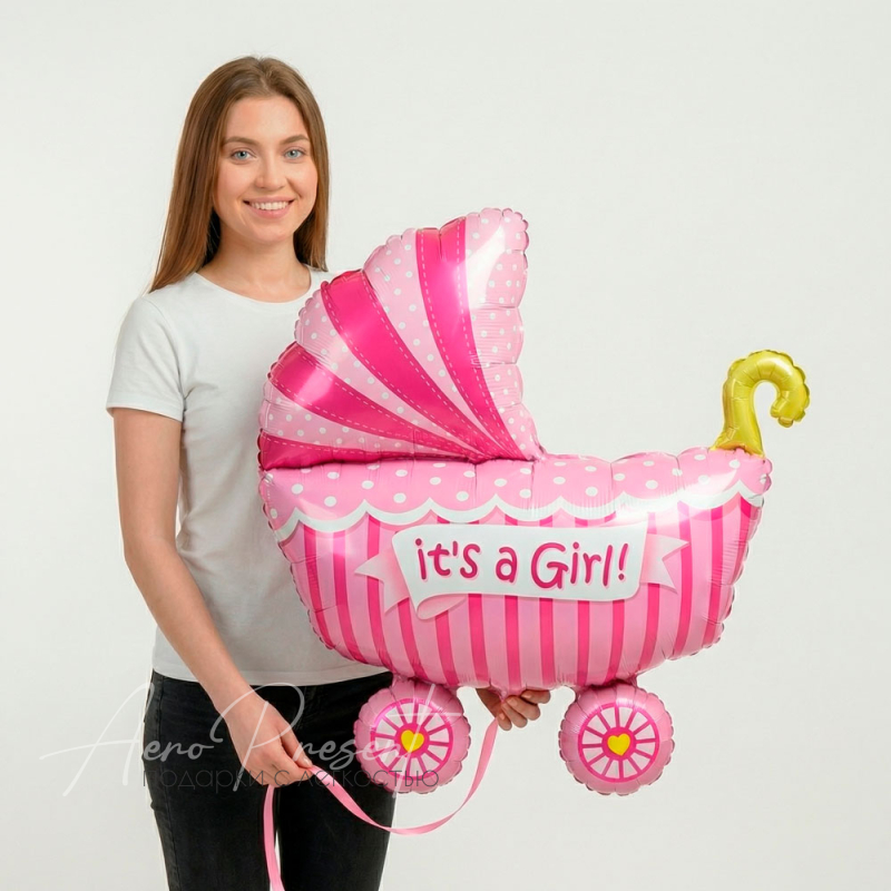 Коляска для новорожденной, фольгированный шар