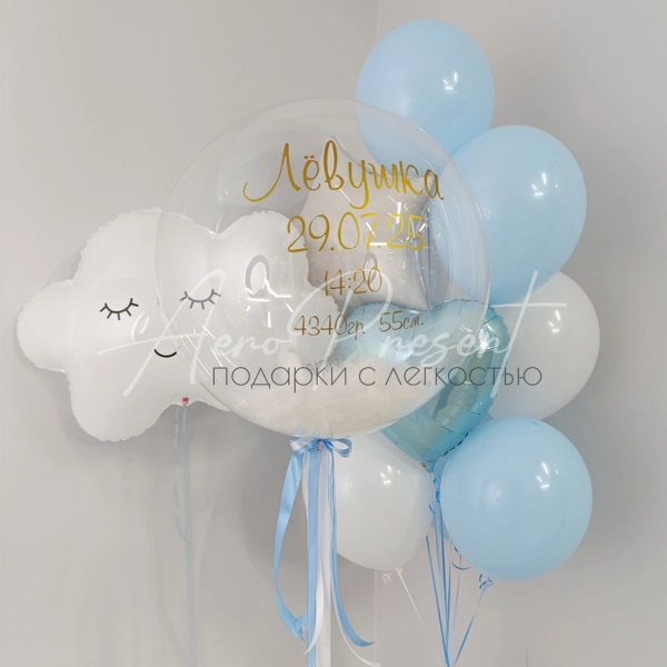 Набор шаров на выписку мальчика с метрикой