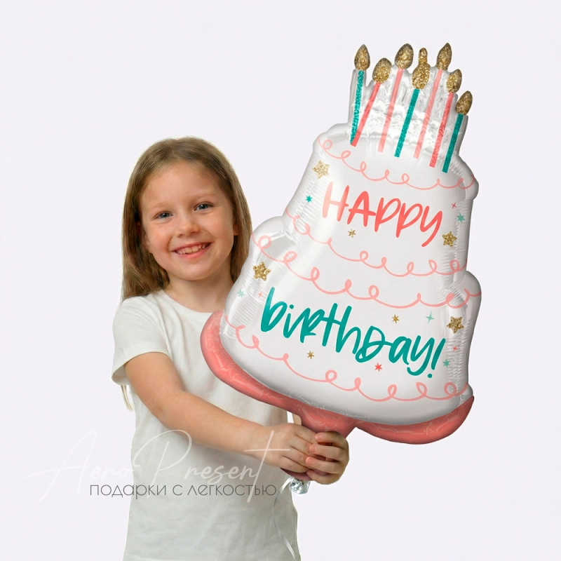 Фольгированный шар Торт, пастель