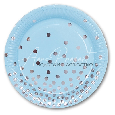 Тарелка бум Горошек серебряный 23см 6шт