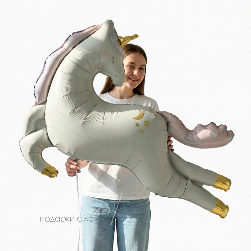 Фольгированный шар Нежный единорог, Сатин,