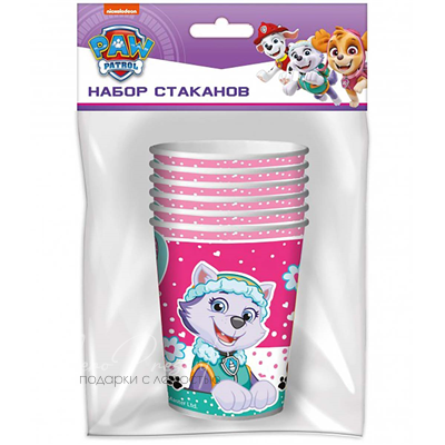 Набор стакан Щеняч Патруль роз 250мл6шт