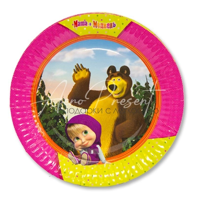 Тарелка бум Маша и Медведь 23см 6шт/G
