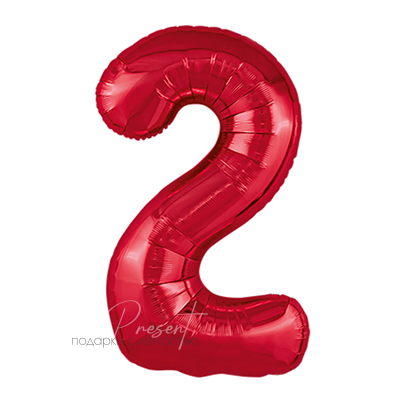 Красная фольгированная цифра 2