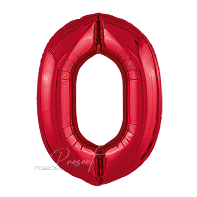 Красная фольгированная цифра 0