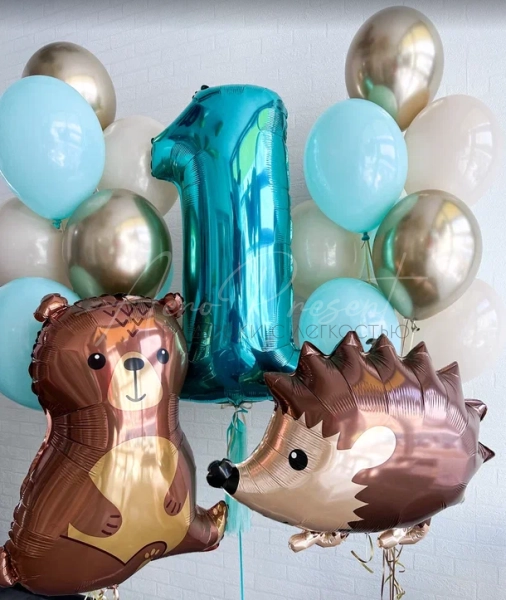 Мятно-золотой набор на годик с лесными зверьками