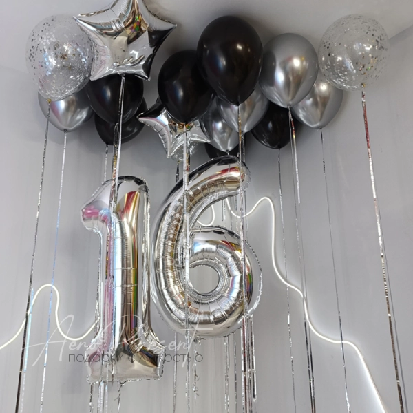 Набор воздушных шаров "Чёрно-серебряный блеск"