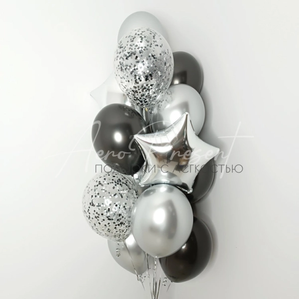 Набор "Стильный", черно-серебристый