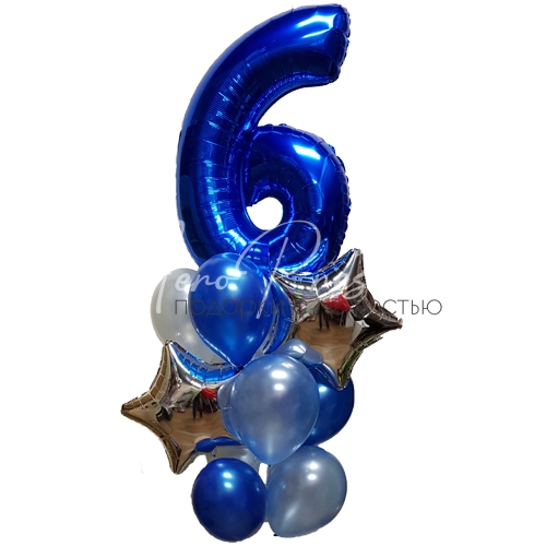 Синий букет с цифрой на выбор