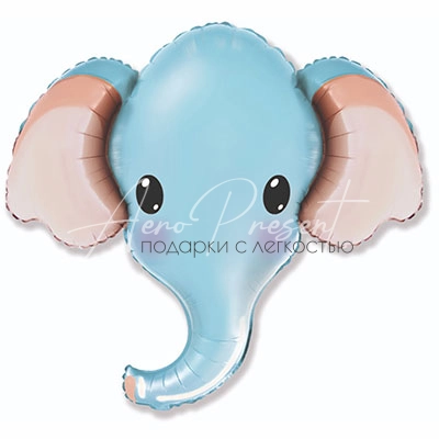 Голова Слона голубая, фольгированный шар