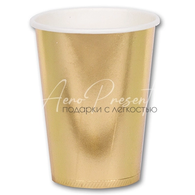 Стакан фольгирован золотой 210мл 6шт