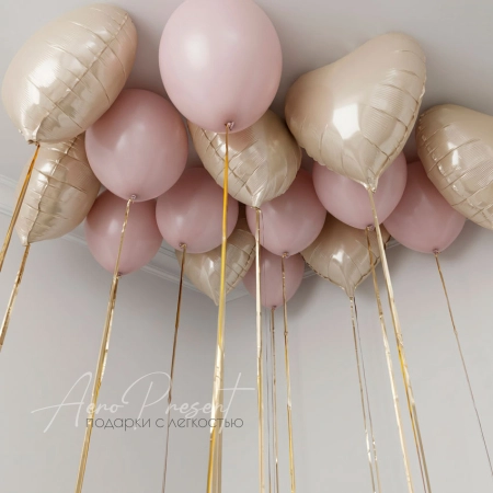 Микс из 15 воздушных шаров "Пудровый"