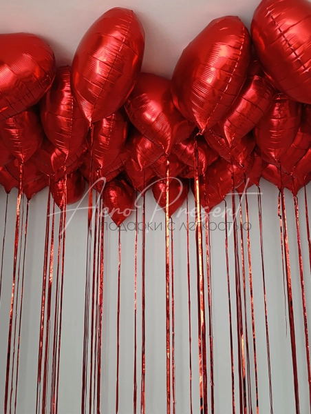 Красные сердца с дождиком