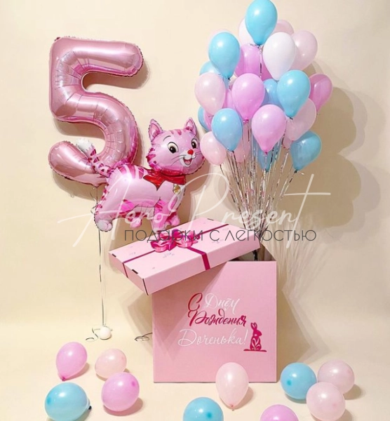 Коробка сюрприз "Котенок в розовом"