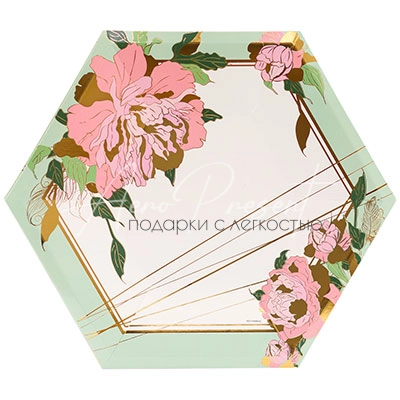 Тарелка фигурная Пионы 23см 6шт