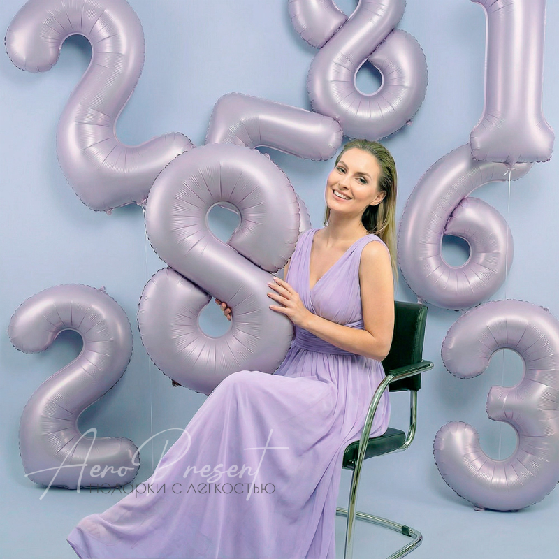 Цифра, сиреневый сатин