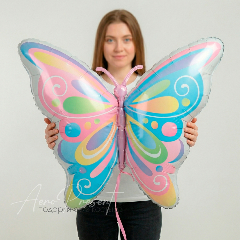 Фольгированный шар Бабочка пастель