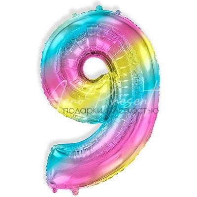 Фольгированная цифра "Нежная радуга", 9