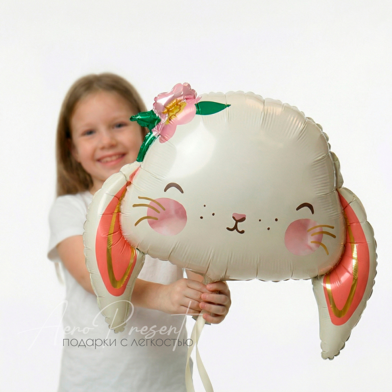 Фольгированный шар Фигура, Зайка с цветком