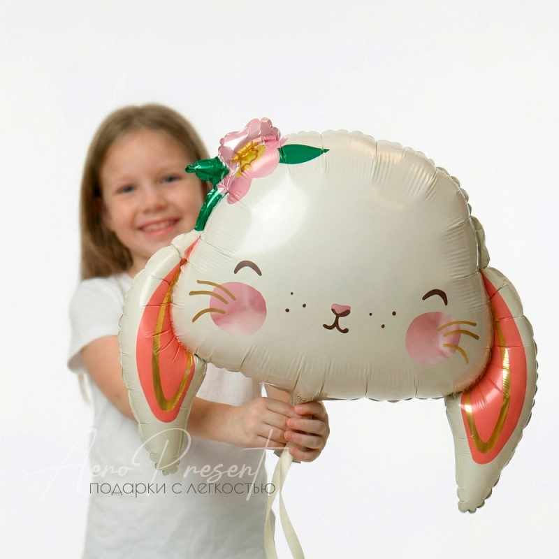 Фольгированный шар Фигура, Зайка с цветком