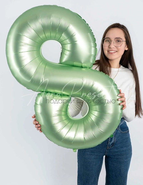 Фольгированная цифра авокадо, сатин