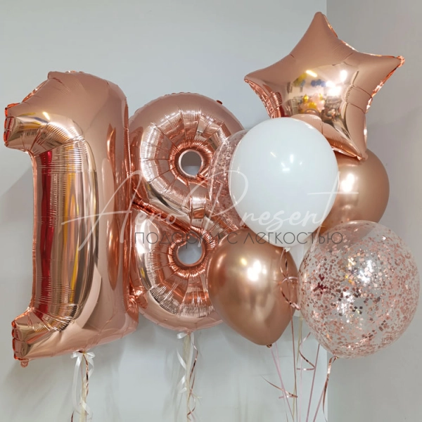 Сет шаров на 18 лет "Розовое золото"