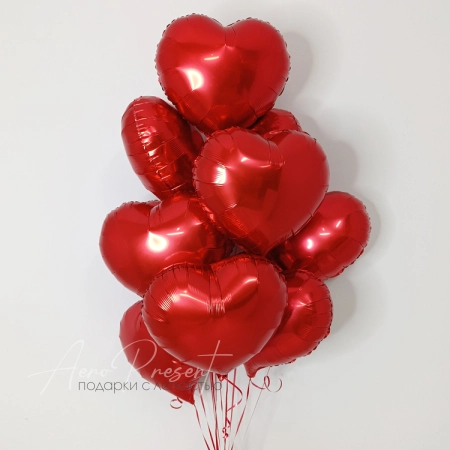10 фольгированных красных сердец
