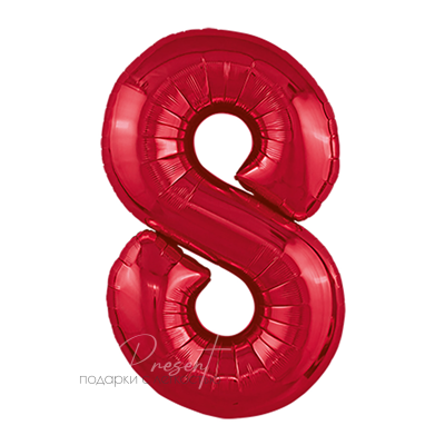 Красная фольгированная цифра 8