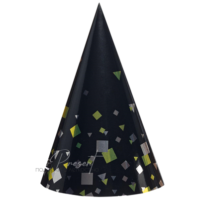 Колпак Конфетти Party черный 6шт