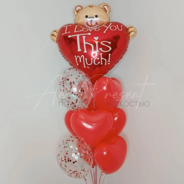 Композиция "Мишка и сердца"