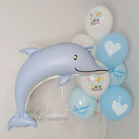 Набор шаров с дельфином на выписку мальчика