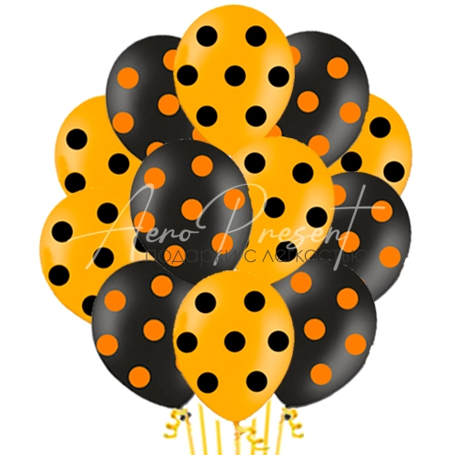 Черно-оранжевые с точками
