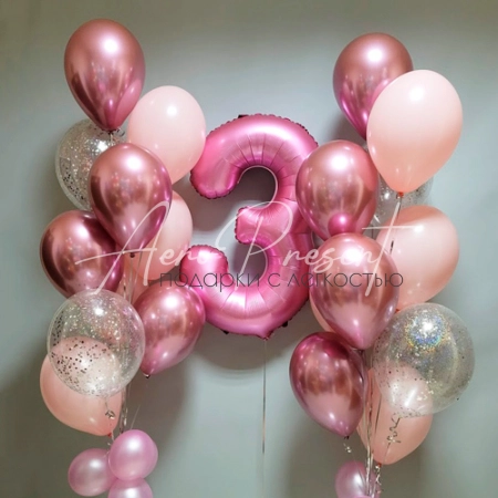 Розовый микс с блеском хрома