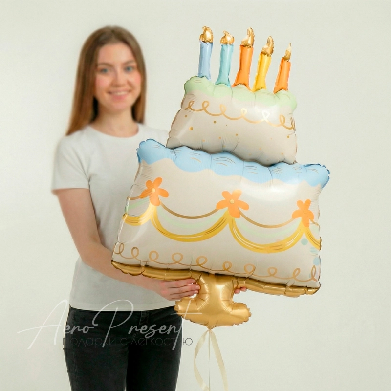 Фольгированный шар  Фигура, Праздничный торт, Сатин