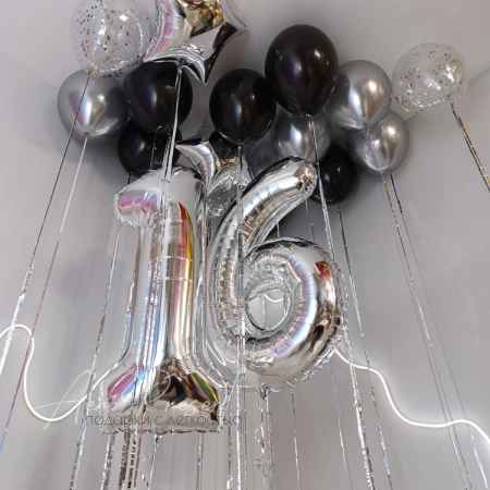Набор воздушных шаров "Чёрно-серебряный блеск"