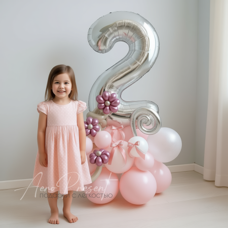 Шар цифра "Элегантные Цветы"