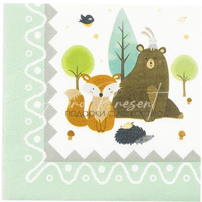 Салфетка Лесные Друзья 33см 12шт