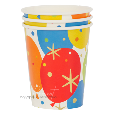 Стакан Шары Конфетти 250мл 6шт