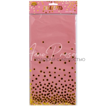 Скатерть фольг Горошек золотой 130х180см