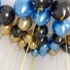 Микс шаров черный, синий, золотой хром