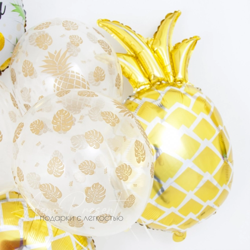 Золотой ананас, фольгированный шар