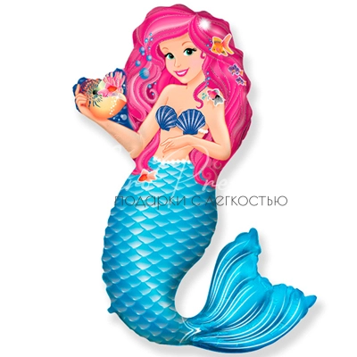 Русалочка с ракушкой, фольгированный шар